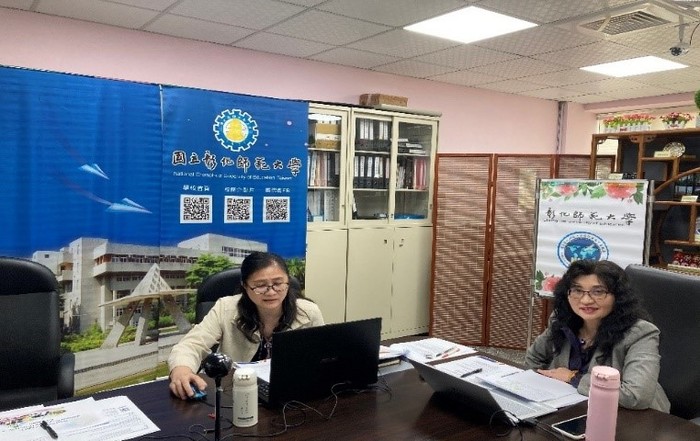 温國際長及張琇惠組長多次與海外學府進行線上合作交流會議